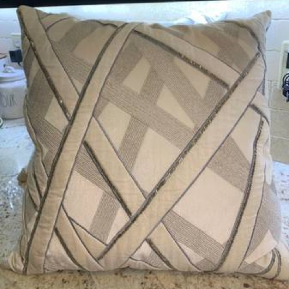 Callisto Home White Velvet Beaded Pillows - set of 2